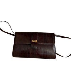 Vintage Deerskin Leather Crossbody Bag with Gold Accent